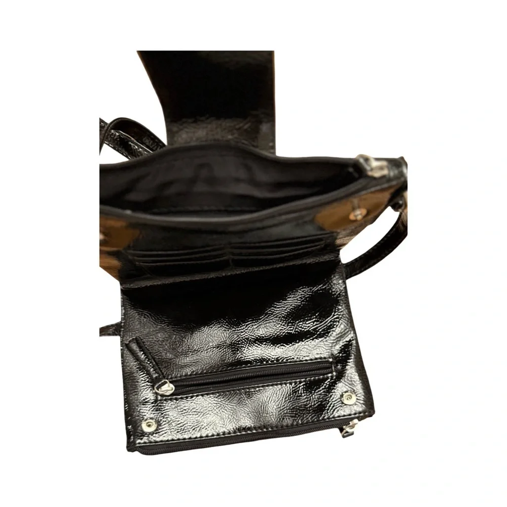 Nine West Shiny Black Crossbody Bag